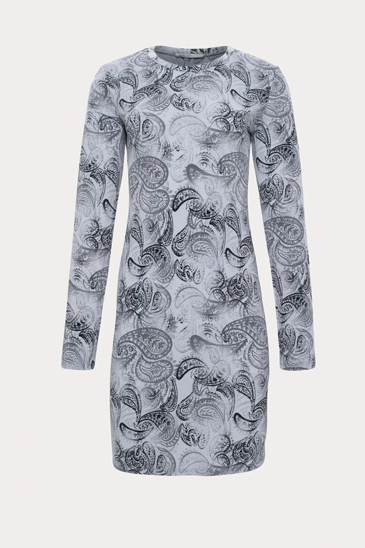 Gray Paisley Print Dress