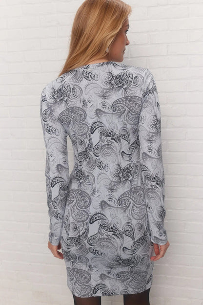 Gray Paisley Print Dress
