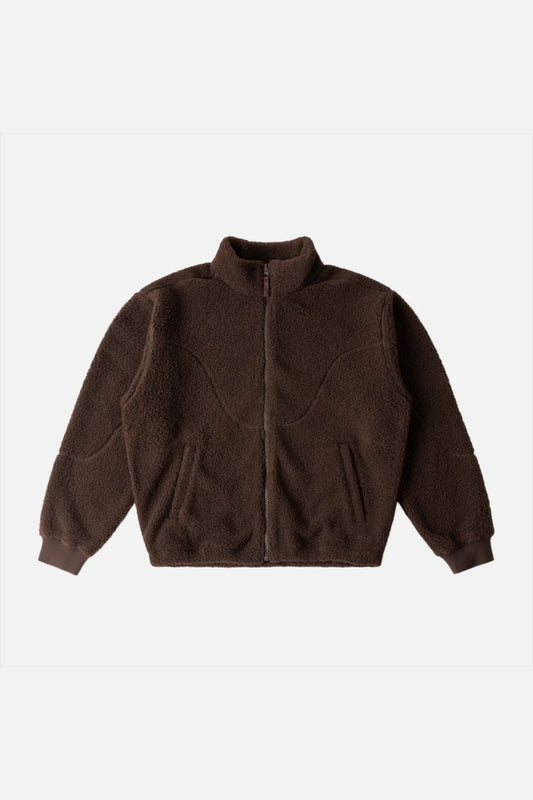 Brown Polar Fleece Sherpa Zip Jacket