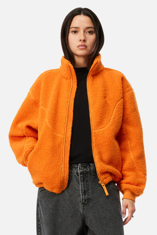 Orange Polar Fleece Sherpa Zip Jacket