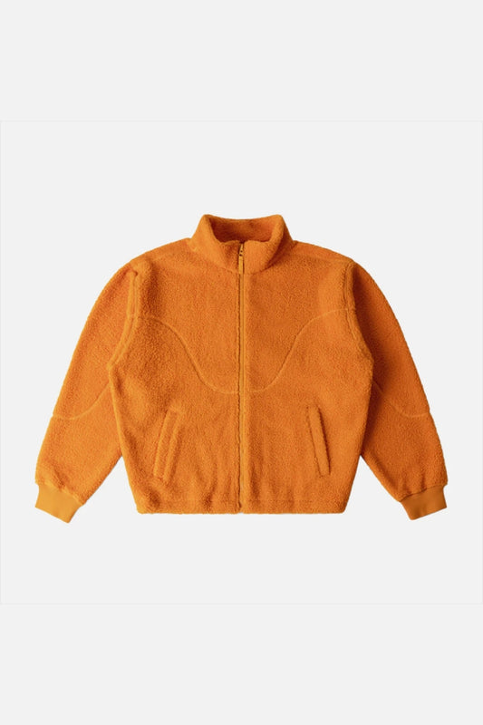 Orange Polar Fleece Sherpa Zip Jacket
