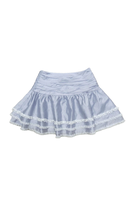 Purple Lace Trim Layered Skirt
