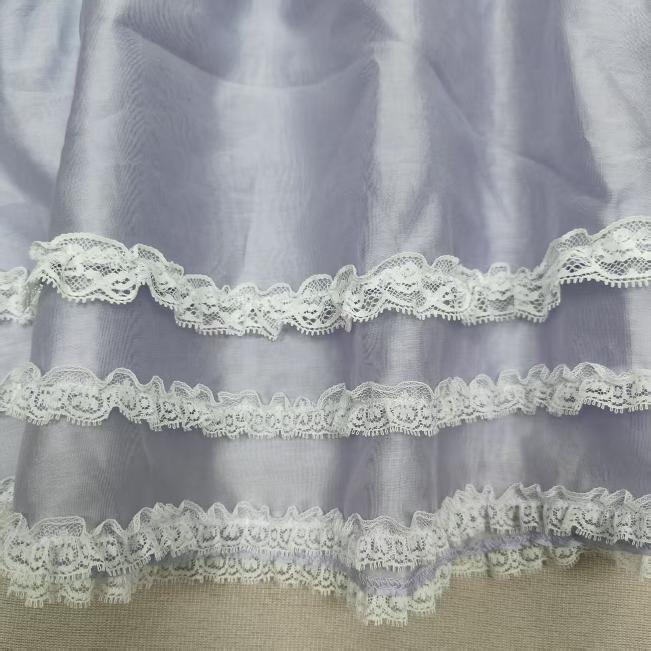 Purple Lace Trim Layered Skirt