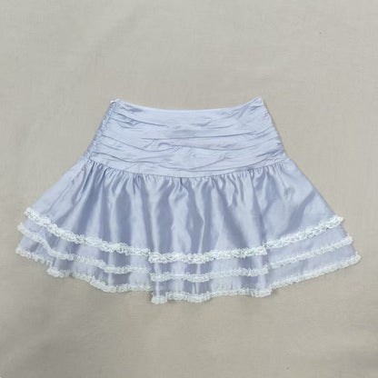 Purple Lace Trim Layered Skirt