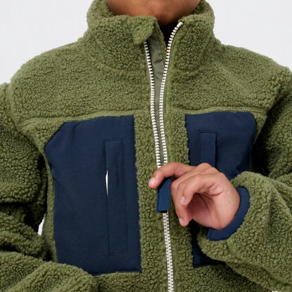 Kids' Green Sherpa Fleece Jacket