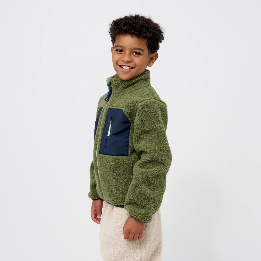 Kids' Green Sherpa Fleece Jacket