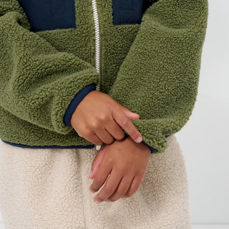 Kids' Green Sherpa Fleece Jacket