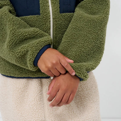 Kids' Green Sherpa Fleece Jacket