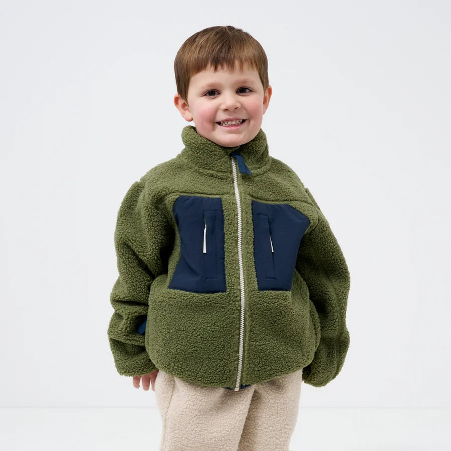 Kids' Green Sherpa Fleece Jacket