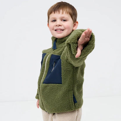 Kids' Green Sherpa Fleece Jacket