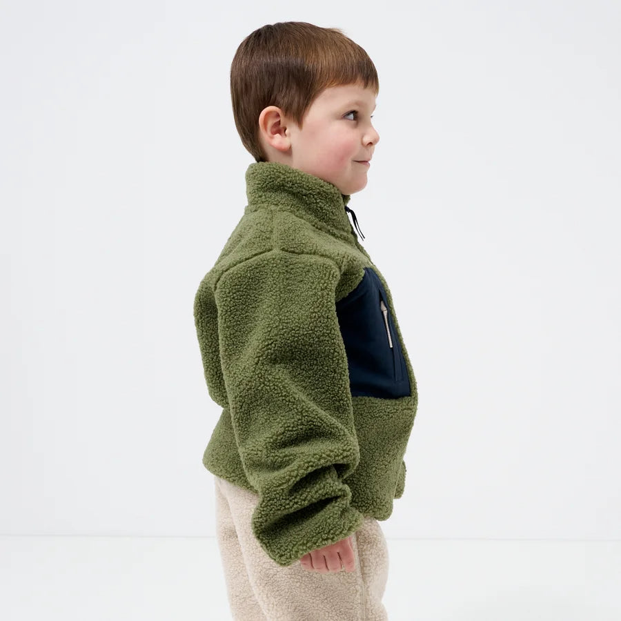 Kids' Green Sherpa Fleece Jacket