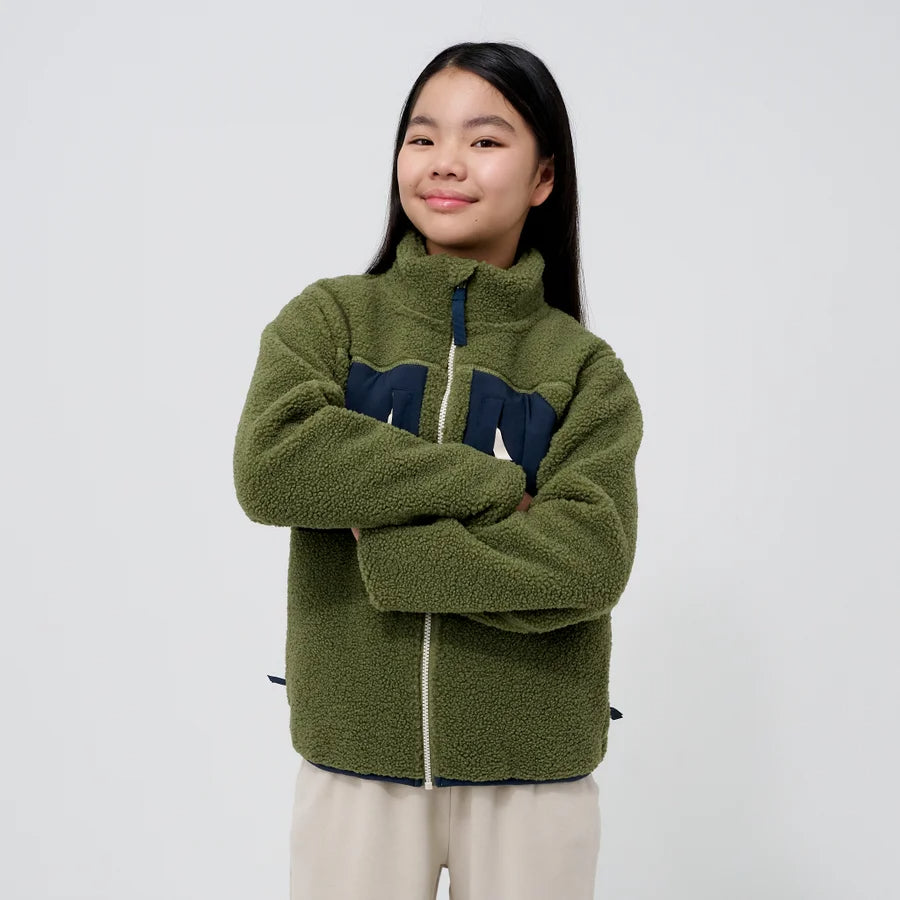 Kids' Green Sherpa Fleece Jacket