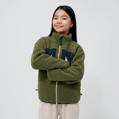 Kids' Green Sherpa Fleece Jacket