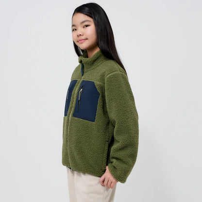 Kids' Green Sherpa Fleece Jacket