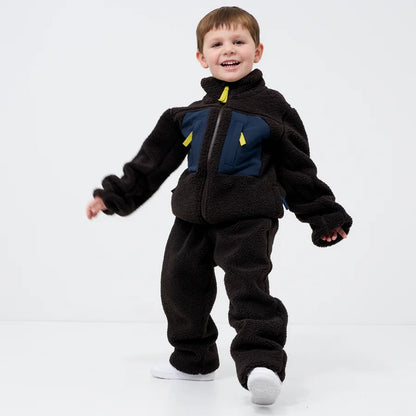 Kids Brown Sherpa Fleece Jogger Pants