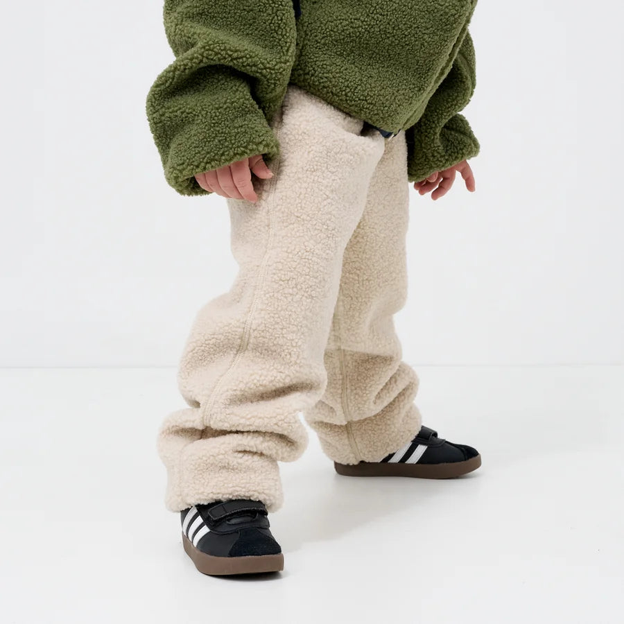 Kids Cream Sherpa Fleece Jogger Pants