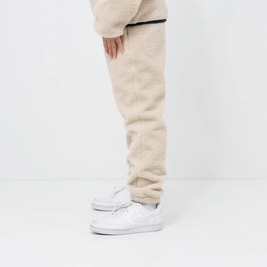Kids Cream Sherpa Fleece Jogger Pants