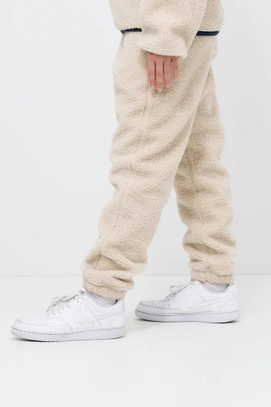 Kids Cream Sherpa Fleece Jogger Pants