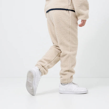 Kids Cream Sherpa Fleece Jogger Pants
