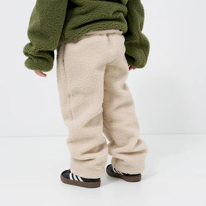 Kids Cream Sherpa Fleece Jogger Pants
