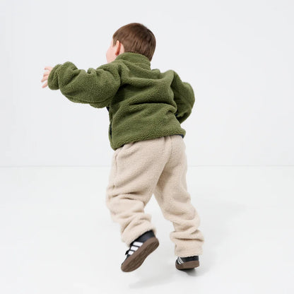 Kids Cream Sherpa Fleece Jogger Pants