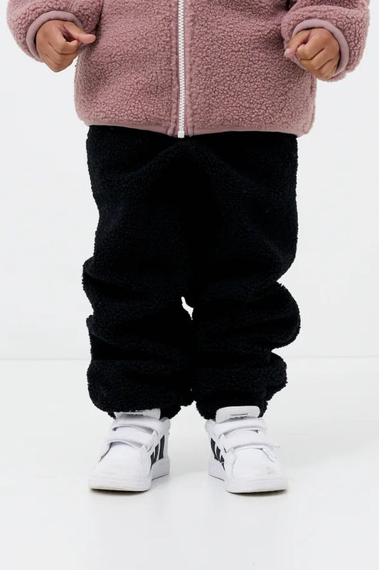 Kids Black Sherpa Fleece Jogger Pants