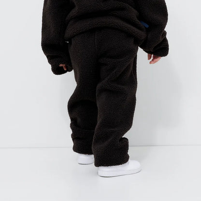 Kids Brown Sherpa Fleece Jogger Pants