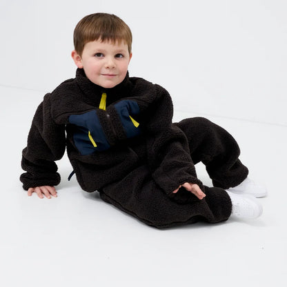 Kids Brown Sherpa Fleece Jogger Pants