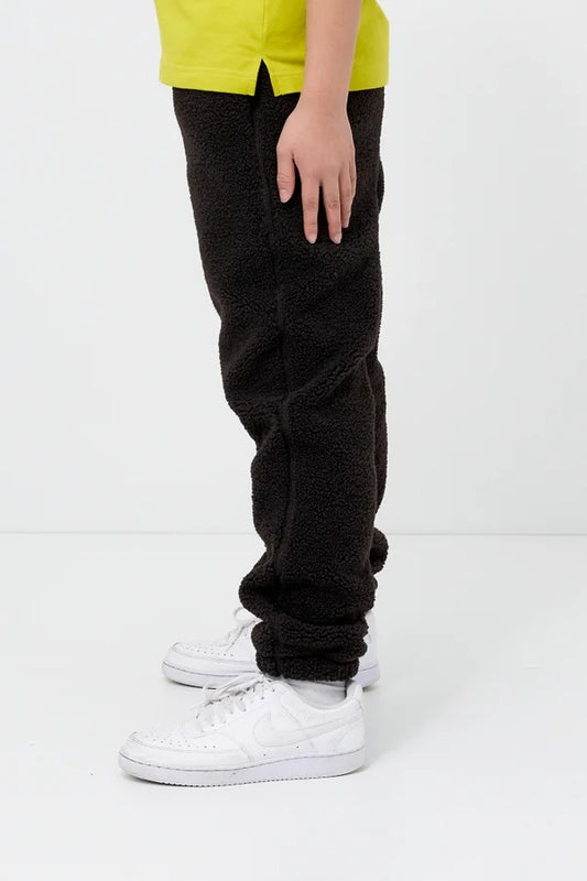 Kids Brown Sherpa Fleece Jogger Pants