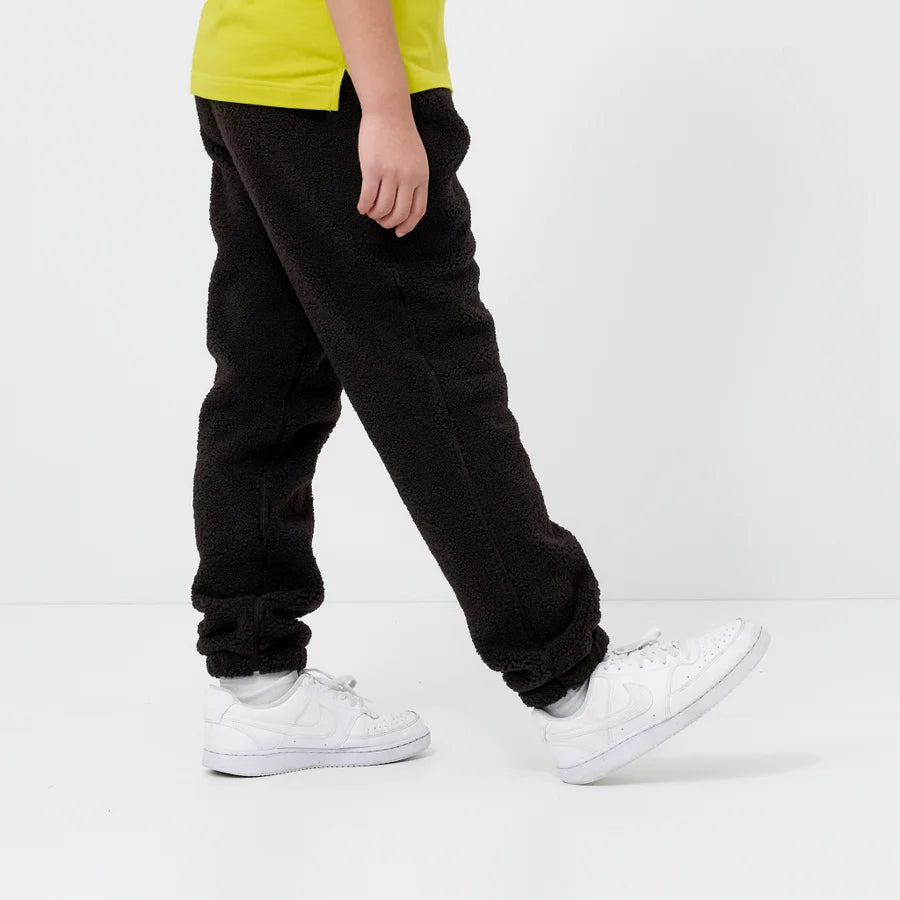 Kids Brown Sherpa Fleece Jogger Pants
