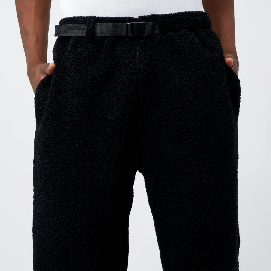 Black Sherpa Fleece Jogger Pants