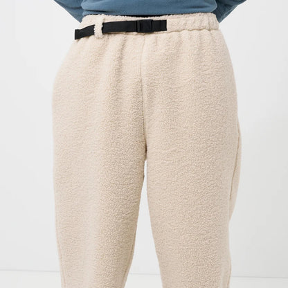Cream Sherpa Fleece Jogger Pants