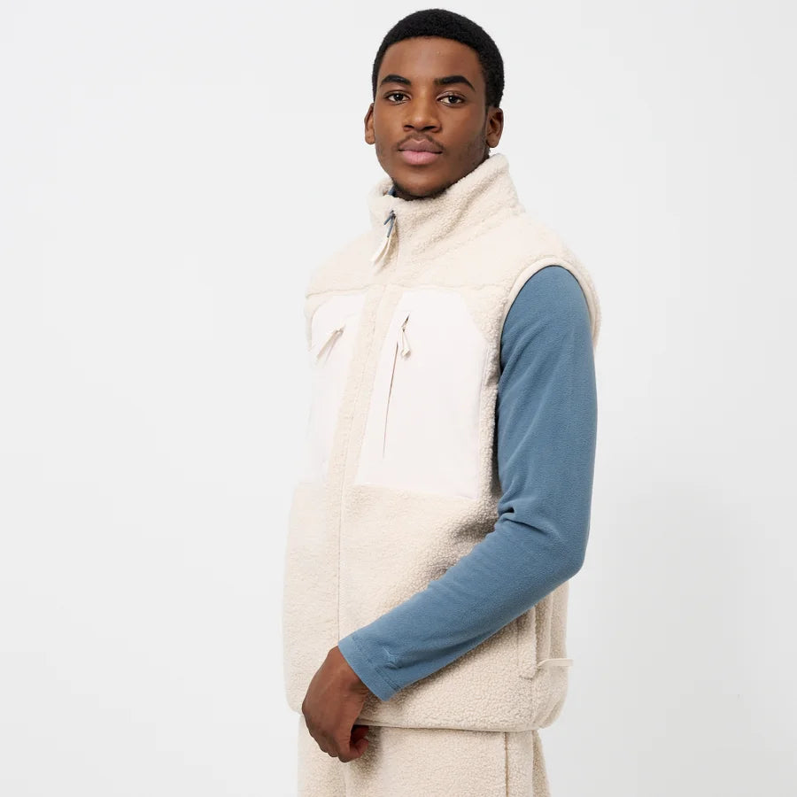 Beige Sherpa Fleece Gilet Vest
