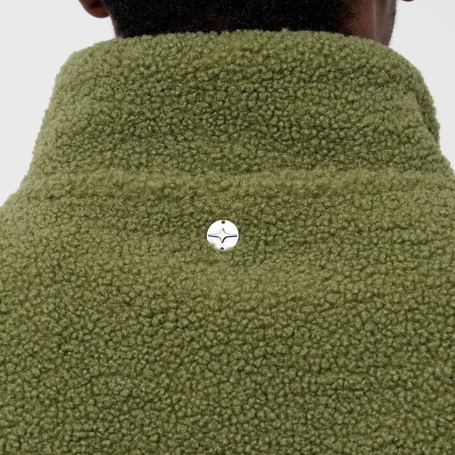 Green Sherpa Fleece Gilet Vest