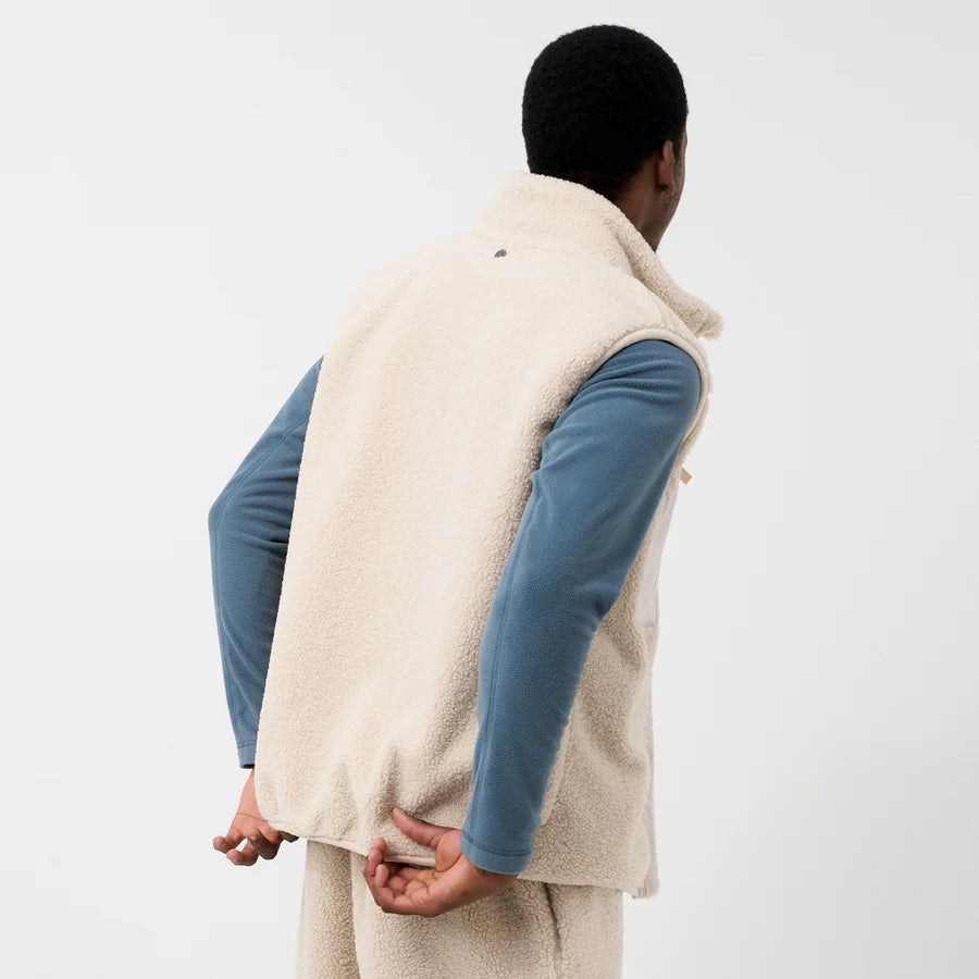 Beige Sherpa Fleece Gilet Vest