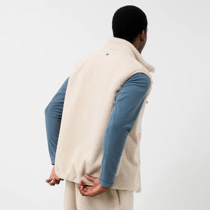 Beige Sherpa Fleece Gilet Vest