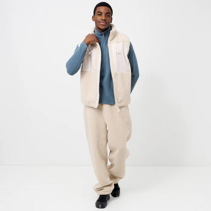 Beige Sherpa Fleece Gilet Vest
