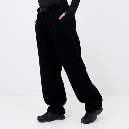 Black Sherpa Fleece Jogger Pants