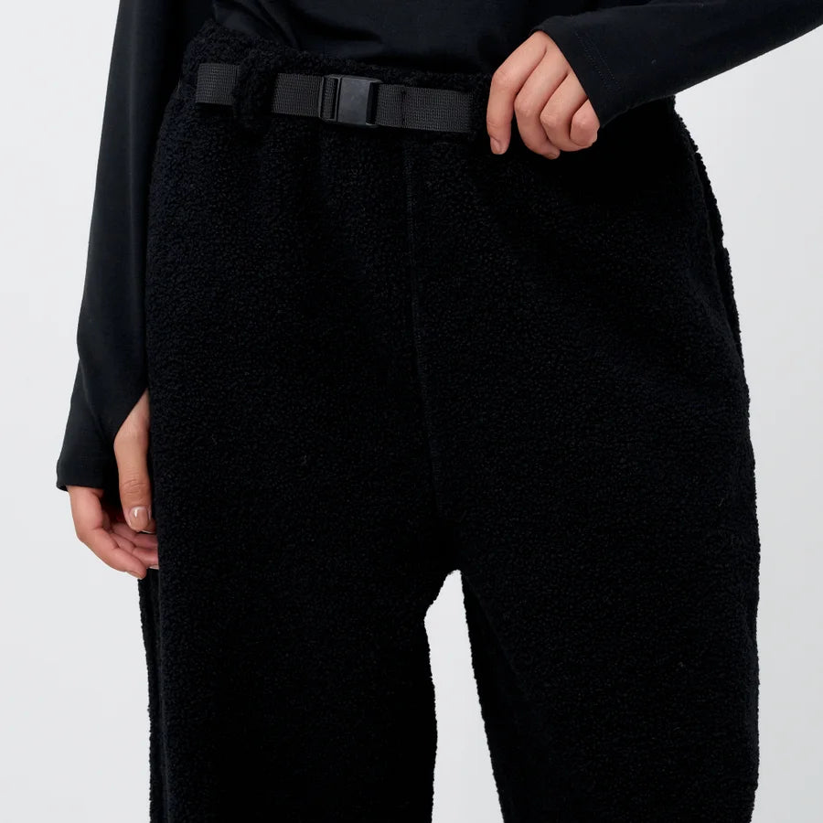 Black Sherpa Fleece Jogger Pants
