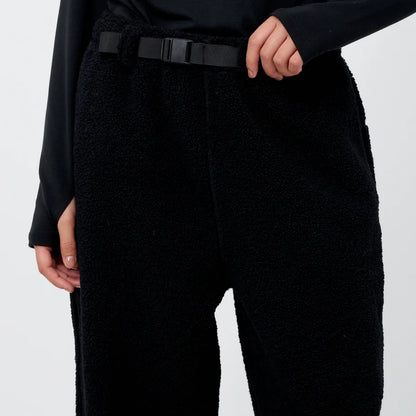 Black Sherpa Fleece Jogger Pants