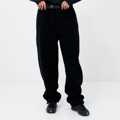 Black Sherpa Fleece Jogger Pants