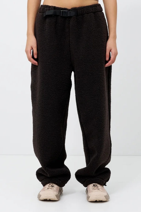 Brown Sherpa Fleece Jogger Pants