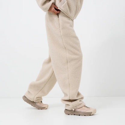 Cream Sherpa Fleece Jogger Pants