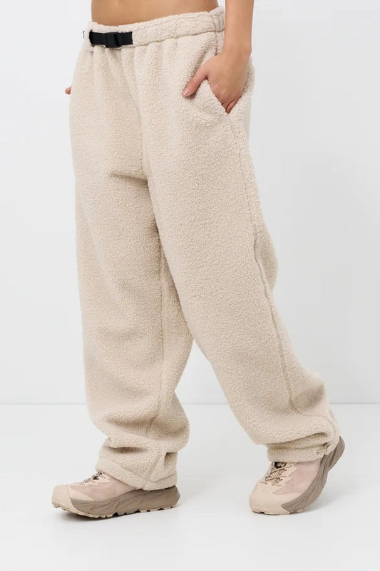 Cream Sherpa Fleece Jogger Pants