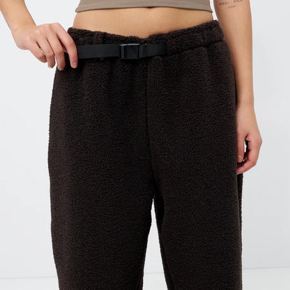 Brown Sherpa Fleece Jogger Pants
