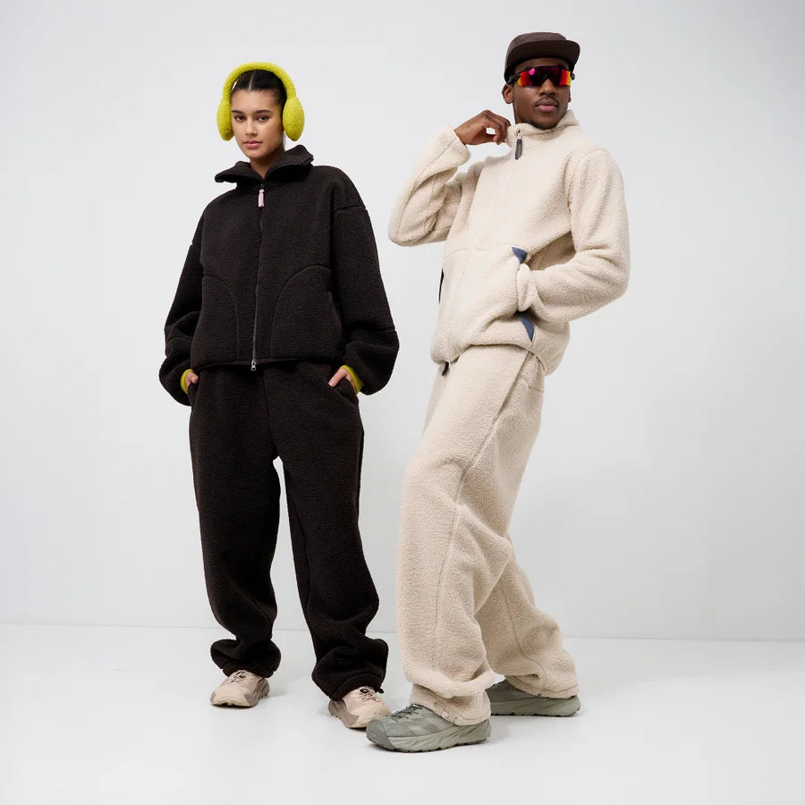 Brown Sherpa Fleece Jogger Pants