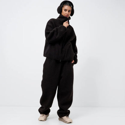 Brown Sherpa Fleece Jogger Pants