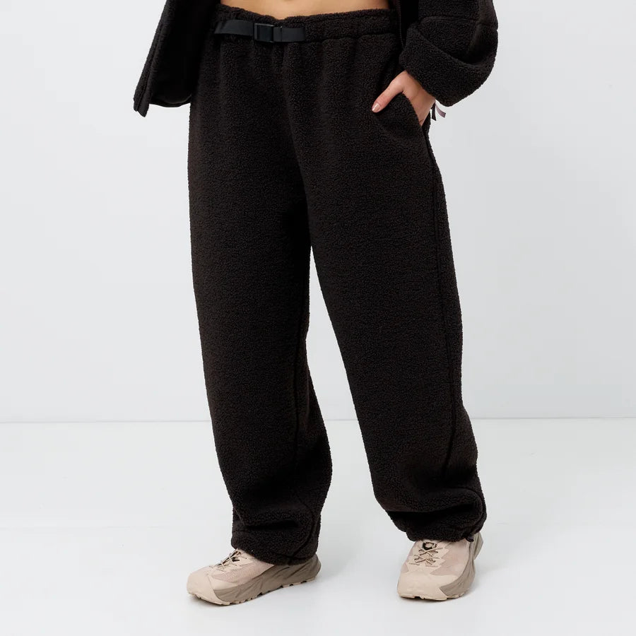 Brown Sherpa Fleece Jogger Pants