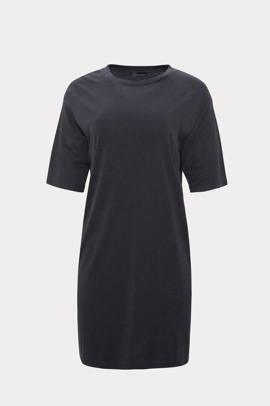 Grey Ribbed Short Sleeve Dress