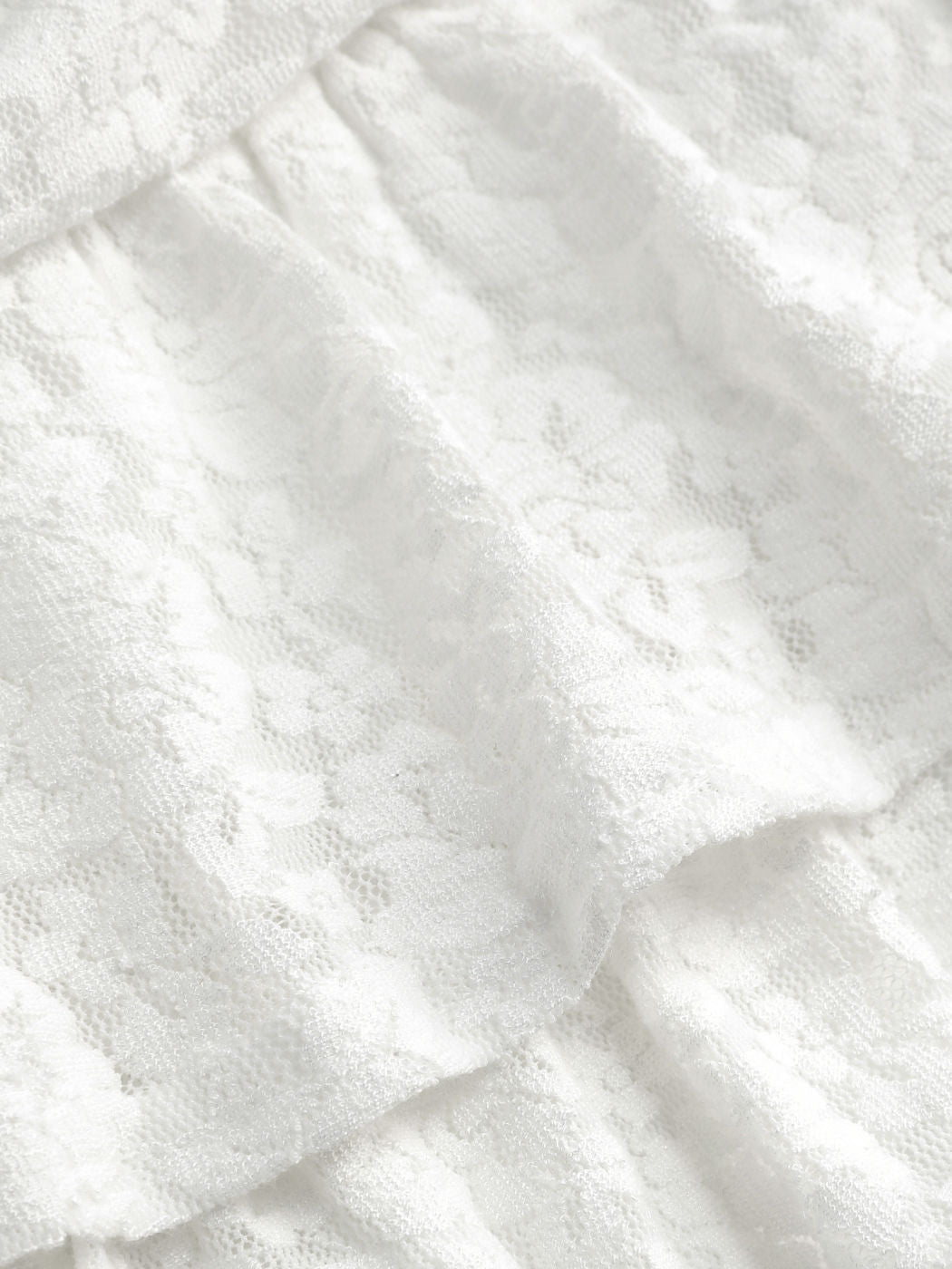 White Ruched Floral Lace Layered Mini Skirt